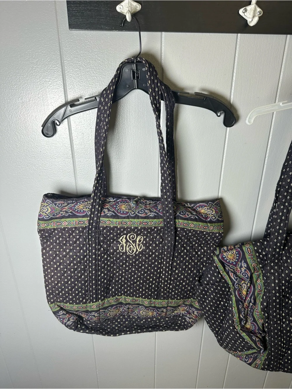 Vera Bradley set of three Quilted Tote duffle bagsPaisley Edge and Monogram